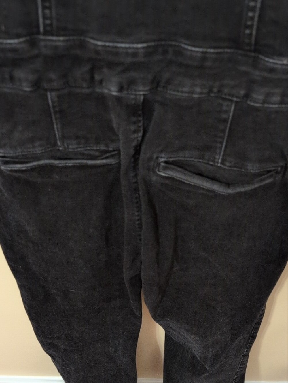 Button-Front Washed Black Country Denim Jumpsuit - Picture 6 of 8
